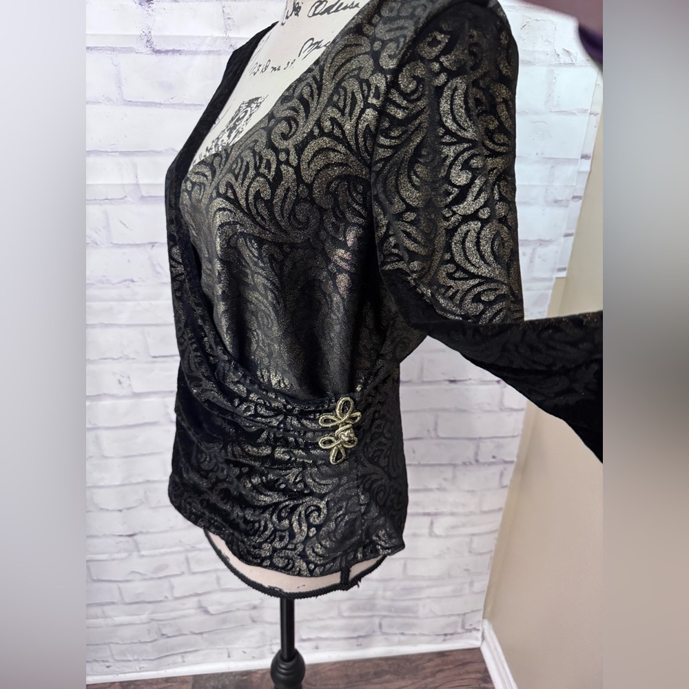 Jackie Jon New York L Velour Whimsigoth Witchy Romantic Glam Top Dark‎ Cottage - Picture 2 of 12